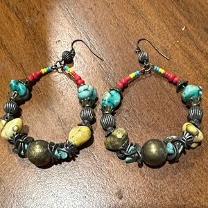 Colorful Beaded Hoop Earrings